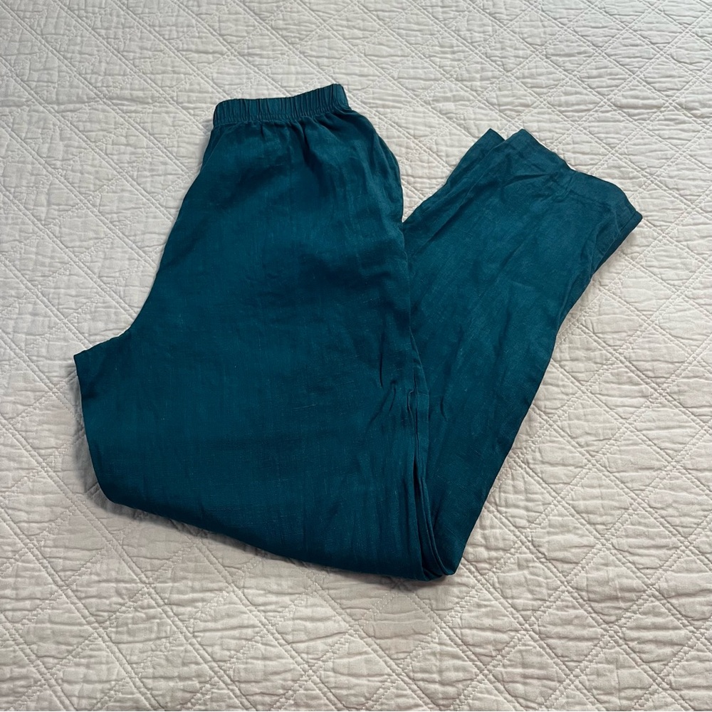 100% Linen Vintage Teal Pants